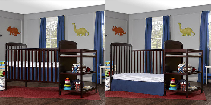 Eco-friendly 3 in1 Full Size Crib and Changing Table