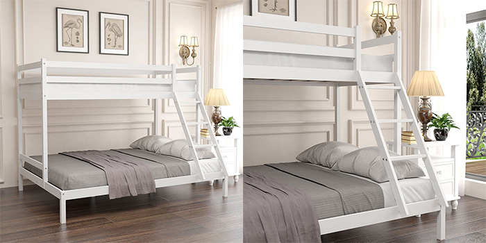 Kids Wood Bunk Bed with Ladder and Safety Rail