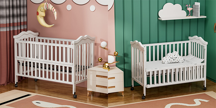 Wholesale China Solid Eco-friendly Wooden Baby Crib With Wheels