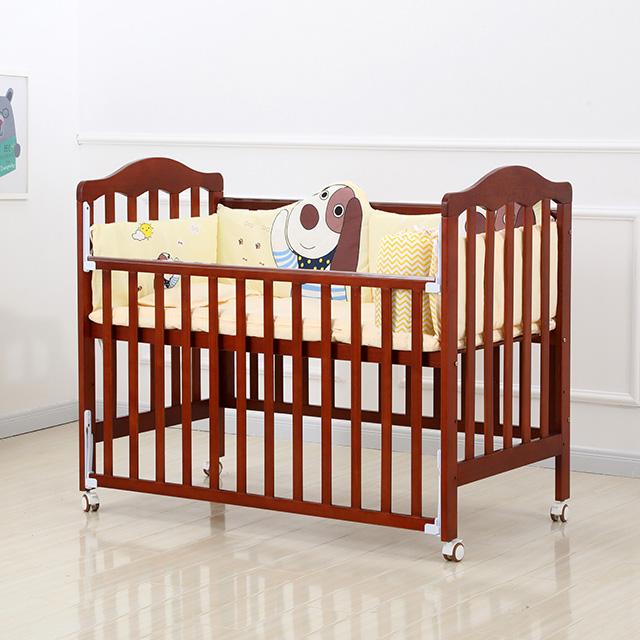 Adjustable Maroon Baby Wood Crib wholesale