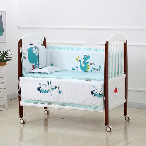 Modern White and Maroon Baby Wood Crib