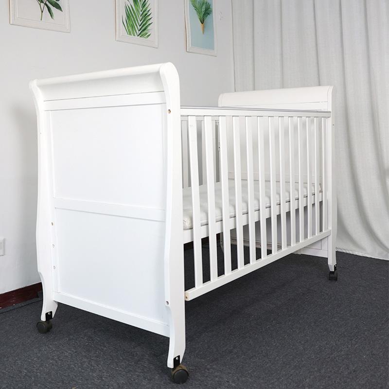 wood white baby crib with wheels