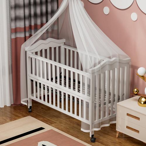 Wooden Baby Crib With Wheels