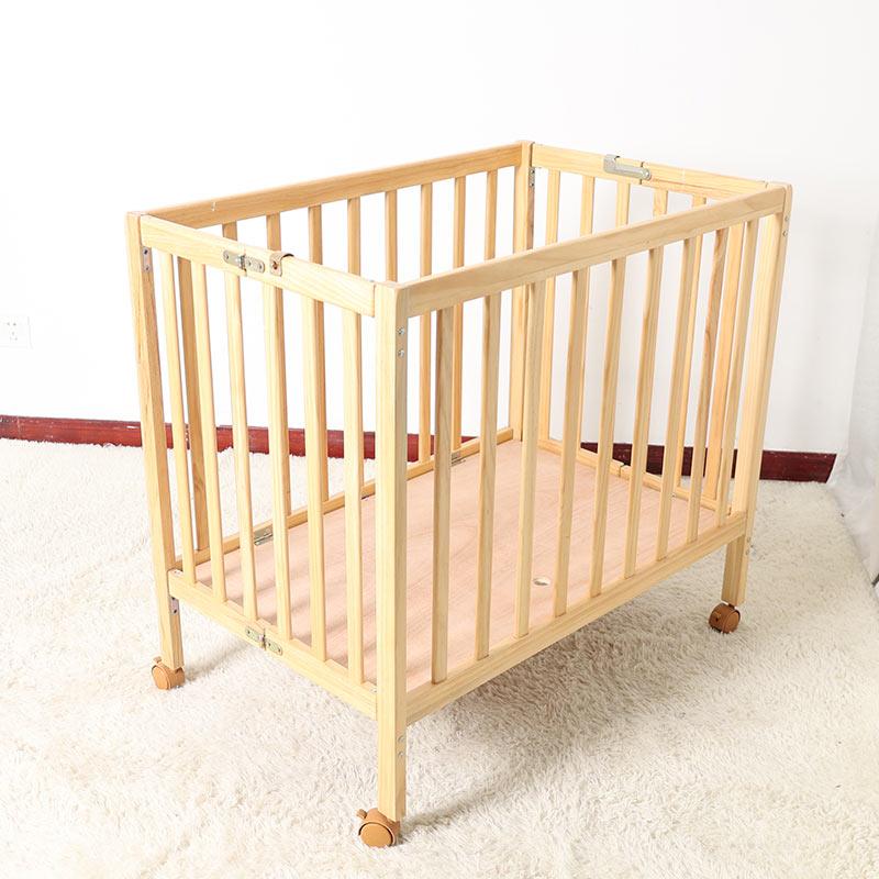 Folding Natural Wood Baby Crib
