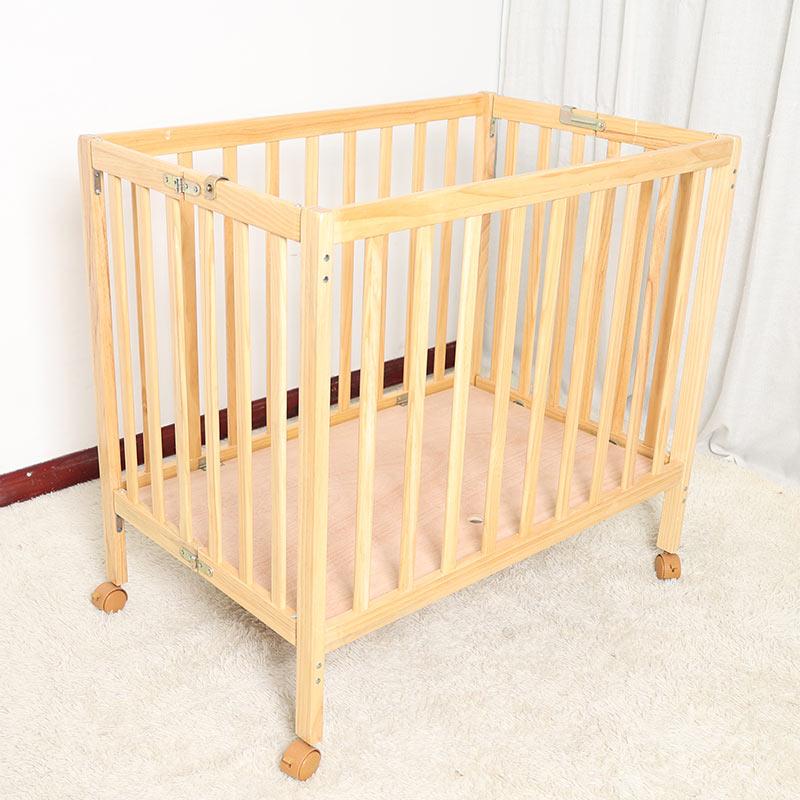 Folding Natural Wood Baby Crib