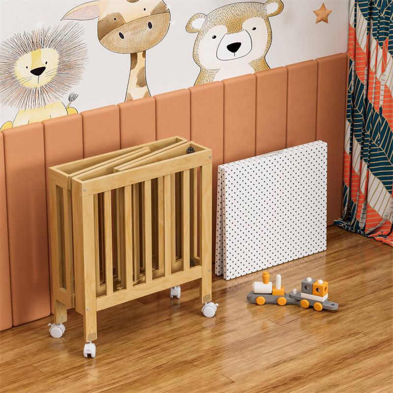 Foldable Wooden Baby Crib with Wheels wholesale