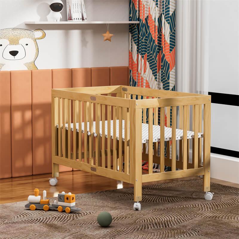 Foldable Wooden Baby Crib with Wheels wholesale